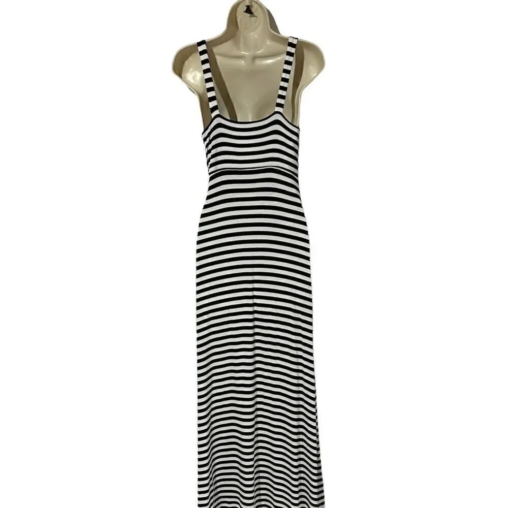 Boston Proper Women’s Black & White Stripped Maxi Dress Size XS